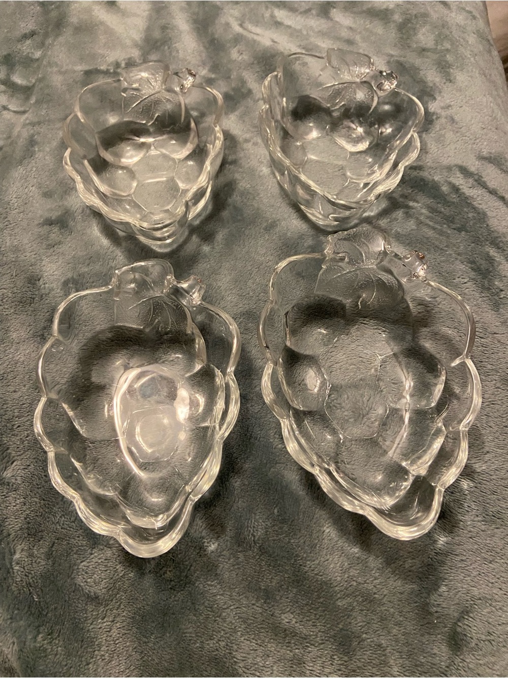 Clear Glass Leaf-Shaped Serving Dishes - Set of 4